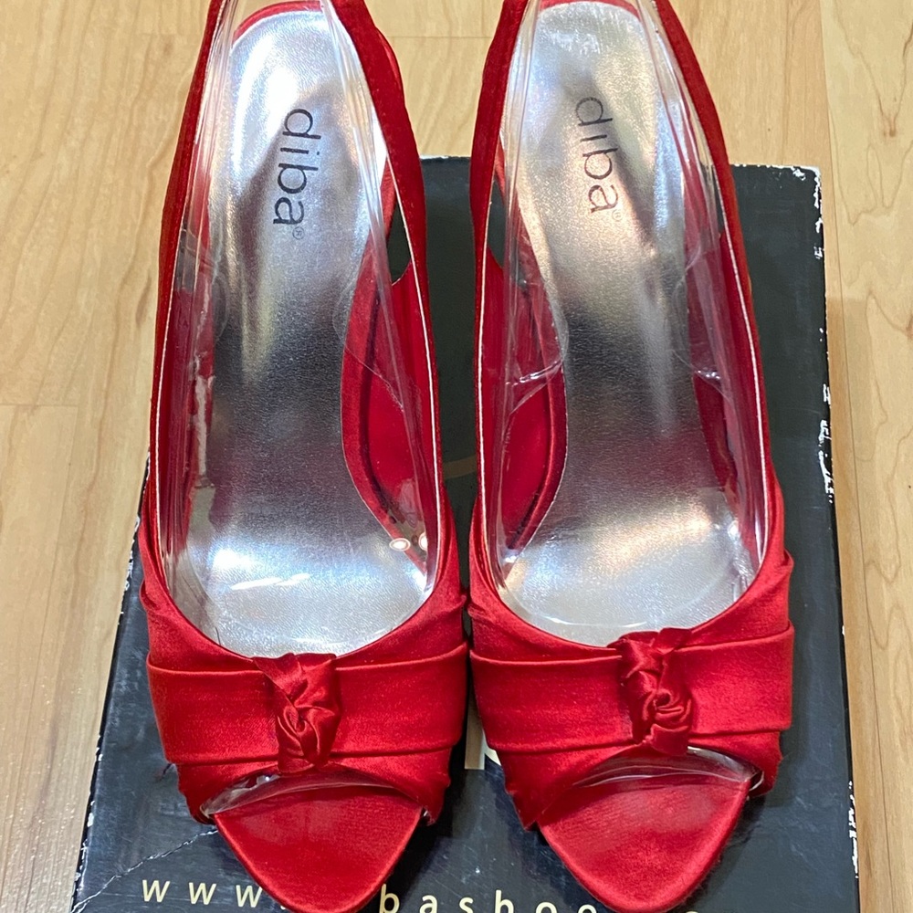Red Satin Heels